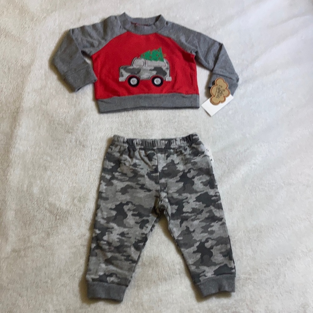 12m Christmas Camouflage Outfit NEW 2 Piece